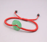 Natural Jade Red Rope Green Bead Bracelet