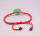 Natural Jade Red Rope Green Bead Bracelet