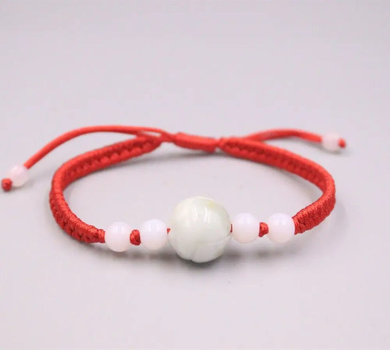 Natural Jadeite Red Knitted Braided Rope Bracelet