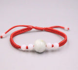 Natural Jadeite Red Knitted Braided Rope Bracelet
