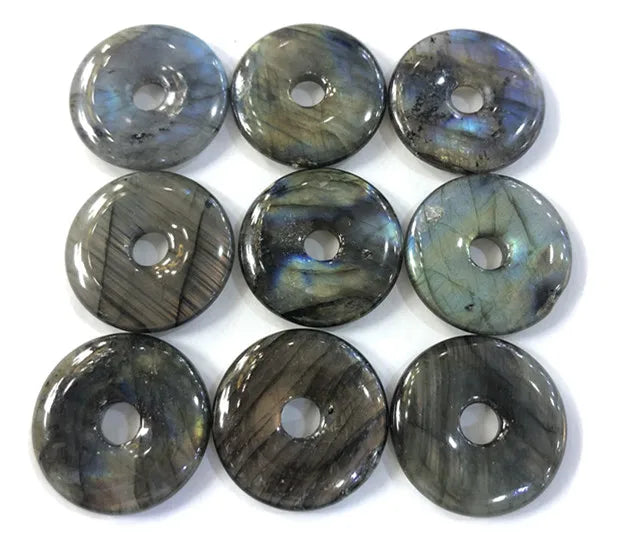 Labradorite Donut 30mm Round Pendant 2pcs/lot