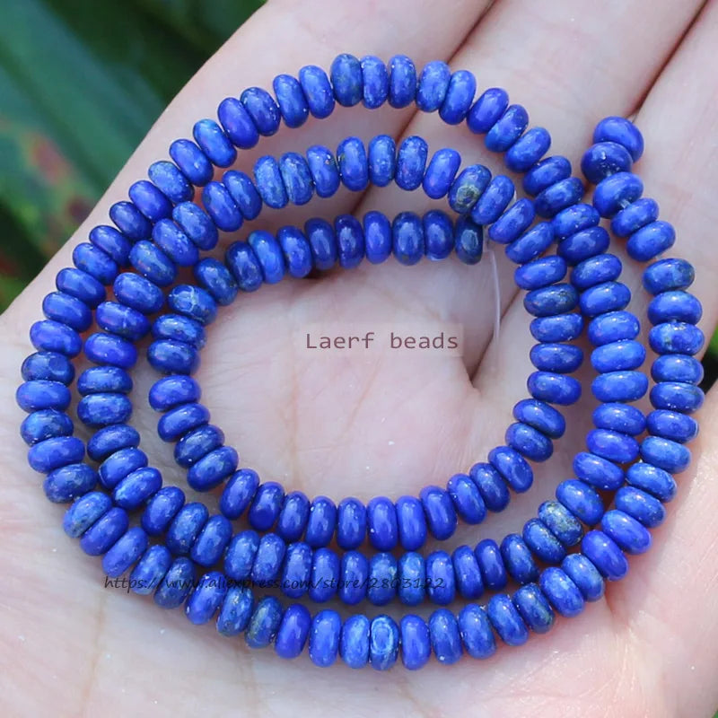 Natural Lapis Lazuli Rondelle Gem Stone Loose Beads 7/15inch