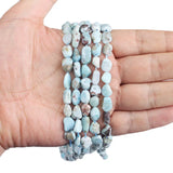 Natural Larimar Beads 8-10mm 15inches for Jewelry Making