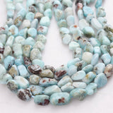 Natural Larimar Beads 8-10mm 15inches for Jewelry Making