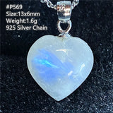 Natural Moonstone Heart Pendant Necklace Crystal Beads Stone Silver Chains