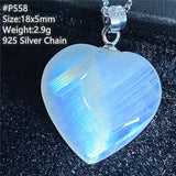 Natural Moonstone Heart Pendant Necklace Crystal Beads Stone Silver Chains