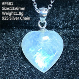 Natural Moonstone Heart Pendant Necklace Crystal Beads Stone Silver Chains