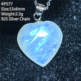 Natural Moonstone Heart Pendant Necklace Crystal Beads Stone Silver Chains