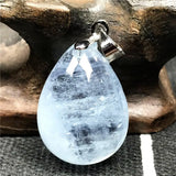 Ocean Aquamarine Beads Necklace Pendant Water Drop Crystal Silver Jewelry