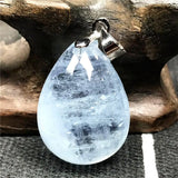 Ocean Aquamarine Beads Necklace Pendant Water Drop Crystal Silver Jewelry