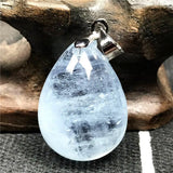 Ocean Aquamarine Beads Necklace Pendant Water Drop Crystal Silver Jewelry