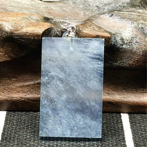 Natural Ocean Aquamarine Necklace Pendant 26x16x4mm Silver Rectangle Gemstone