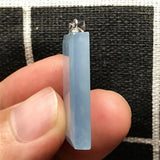 Natural Ocean Aquamarine Necklace Pendant 26x16x4mm Silver Rectangle Gemstone