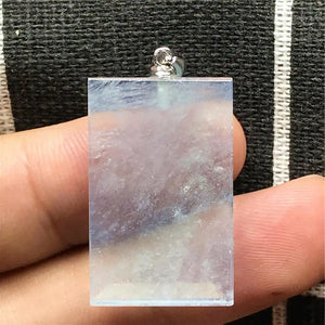 Natural Ocean Aquamarine Necklace Pendant 26x16x4mm Silver Rectangle Gemstone