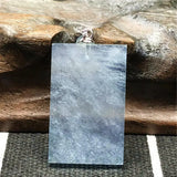 Natural Ocean Aquamarine Necklace Pendant 26x16x4mm Silver Rectangle Gemstone
