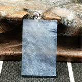 Natural Ocean Aquamarine Necklace Pendant 26x16x4mm Silver Rectangle Gemstone