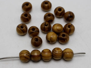 12mm Round Wood Beads - Natural Pattern Wooden