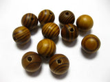 12mm Round Wood Beads - Natural Pattern Wooden