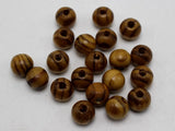 12mm Round Wood Beads - Natural Pattern Wooden