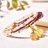 Natural Pearl Bracelet 2mm Garnet Charms Elastic Rope Real Pearl Bracelet