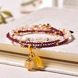 Natural Pearl Bracelet 2mm Garnet Charms Elastic Rope Real Pearl Bracelet