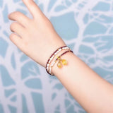 Natural Pearl Bracelet 2mm Garnet Charms Elastic Rope Real Pearl Bracelet