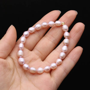 Natural Pearl Bracelet Charms Elastic Rope Real Pearl Bracelets for Girl