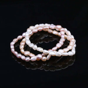 Natural Pearl Bracelet Charms Elastic Rope Real Pearl Bracelets for Girl