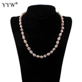 Pink Freshwater Pearl Brass Necklace 19.5 Inch Strand