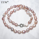 Pink Freshwater Pearl Brass Necklace 19.5 Inch Strand