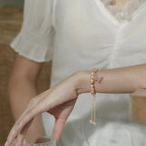 Pink Freshwater Pearl Butterfly Charm Bracelet 14K Filled