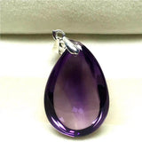 Natural Purple Amethyst Pendant 25x17mm Water Drop Beads Silver Jewelry