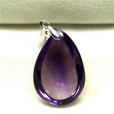 Natural Purple Amethyst Pendant 25x17mm Water Drop Beads Silver Jewelry