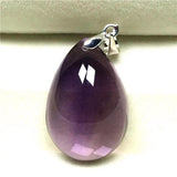 Natural Purple Amethyst Pendant 25x17mm Water Drop Beads Silver Jewelry