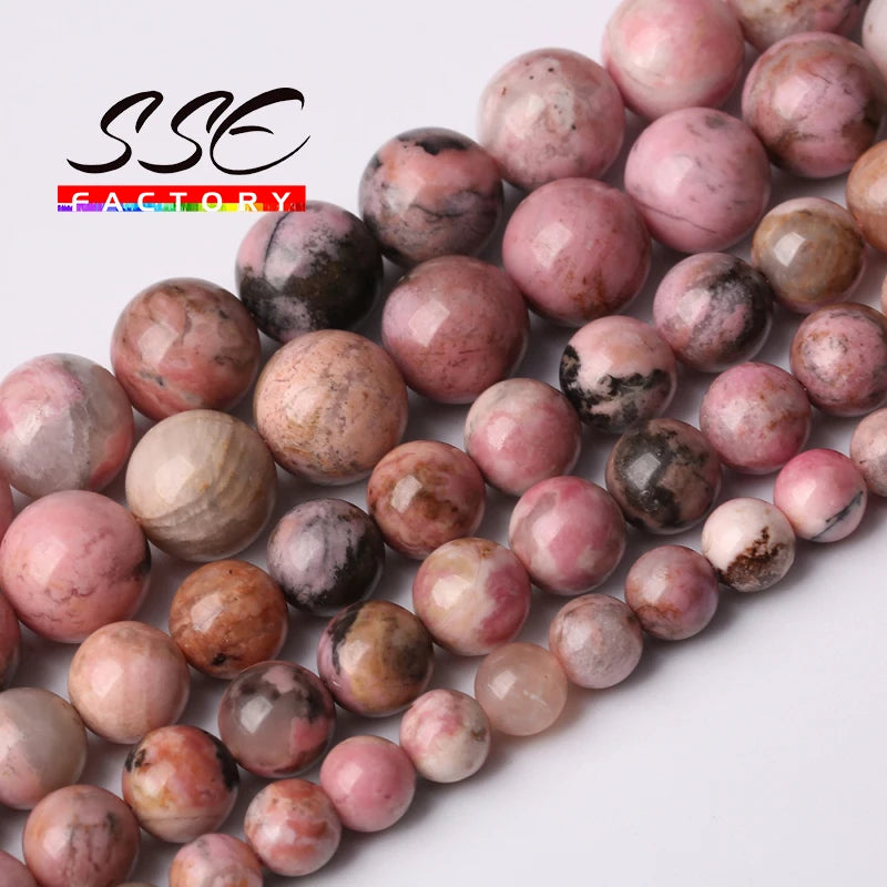 Rare Lace Rhodonite Gemstones Round Loose Spacer Beads 6-12mm