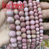 Natural Rhodonite Stone Beads Round Loose Beads 4-12mm