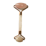 Rose Pink Quartz Face Roller,Double Stone Crystal Facial Roller
