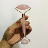Rose Pink Quartz Face Roller,Double Stone Crystal Facial Roller