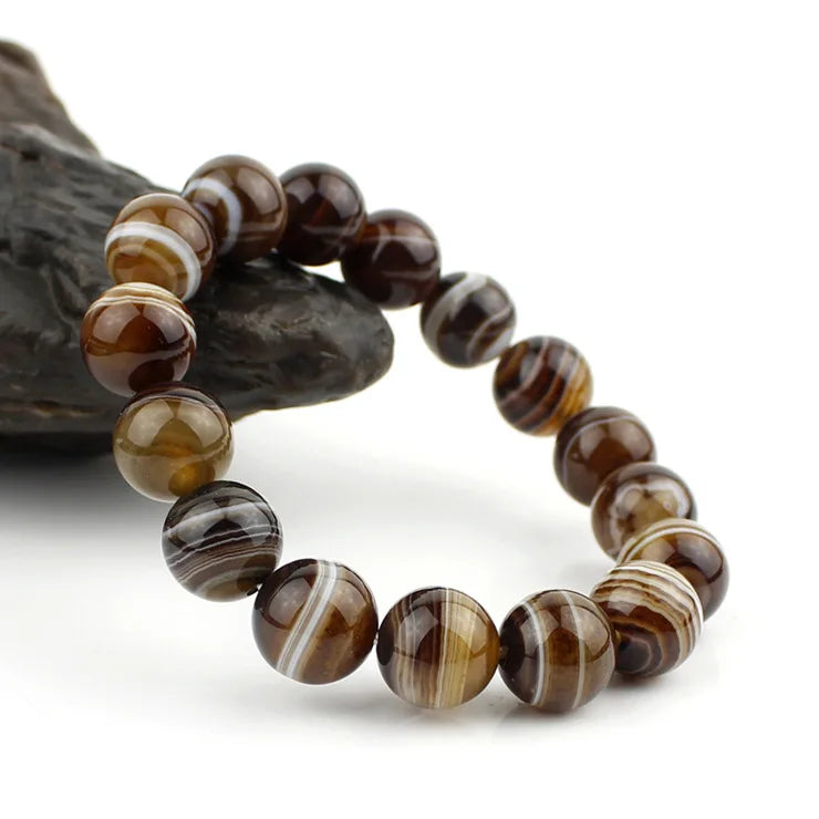 Natural Sardonyx stripe Bracelet Round Beads lace Bracelet Bangles