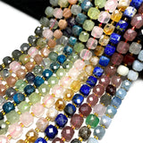 Natural Aquamarine Amethyst Crystal Square Beads 8mm