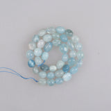 Natural Aquamarine Stone Beads 7-8mm 9-11mm Oval Gravel for Bracelet Making