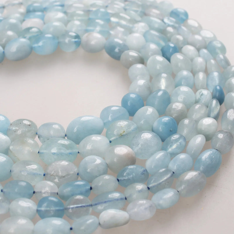 Natural Aquamarine Stone Beads 7-8mm 9-11mm Oval Gravel for Bracelet Making