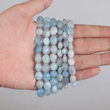 Natural Aquamarine Stone Beads 7-8mm 9-11mm Oval Gravel for Bracelet Making