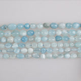 Natural Aquamarine Stone Beads 7-8mm 9-11mm Oval Gravel for Bracelet Making