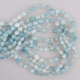 Natural Aquamarine Stone Beads 7-8mm 9-11mm Oval Gravel for Bracelet Making
