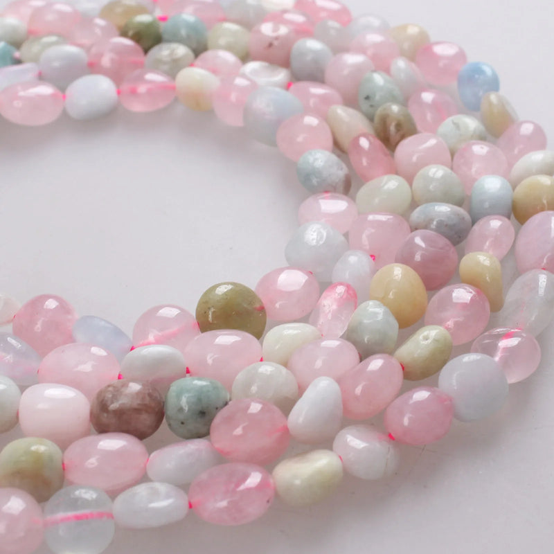 Natural Morganite Beads 8-10mm Oval Gravel for Bracelet