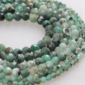 100% Natural Small Faceted Emerald Loose Beads 2 3 4mm Gemstone