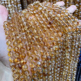 Natural Yellow Citrine Quartz Round Stone Beads for Jewelry Making