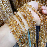 Natural Yellow Citrine Quartz Round Stone Beads for Jewelry Making