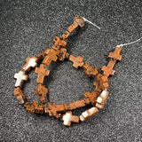 Natural Stone Tiger Eye Cross Shape Beads for DIY Jewelry Making